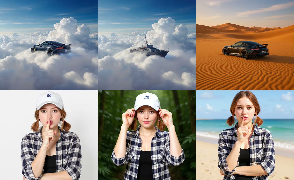 Grok AI image editor collage showing several edited image styles